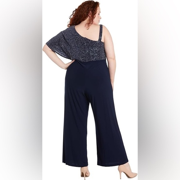 R & M Richards Black Knit One ShoulderJumpsuit - Picture 9 of 12